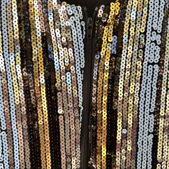 SEQUINED LONG SLEEVE MINI DRESS NWT - Picture 3 of 7